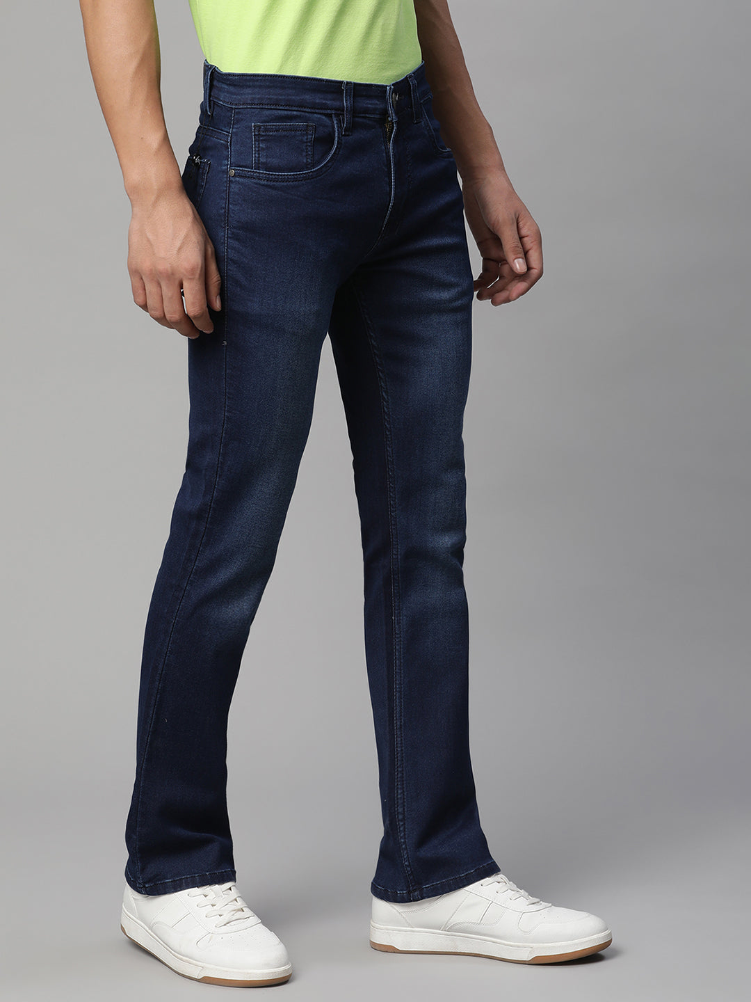 Men Blue Faded Straight Denim Jeans - Global Republic