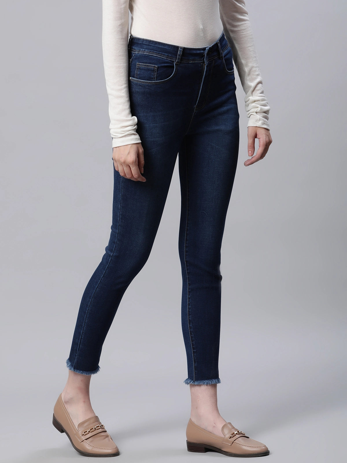 Blue High Waist Slim Fit Jeans - Global Republic