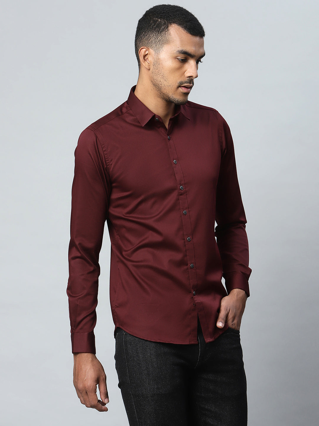 Men Maroon Formal Shirt - Global Republic
