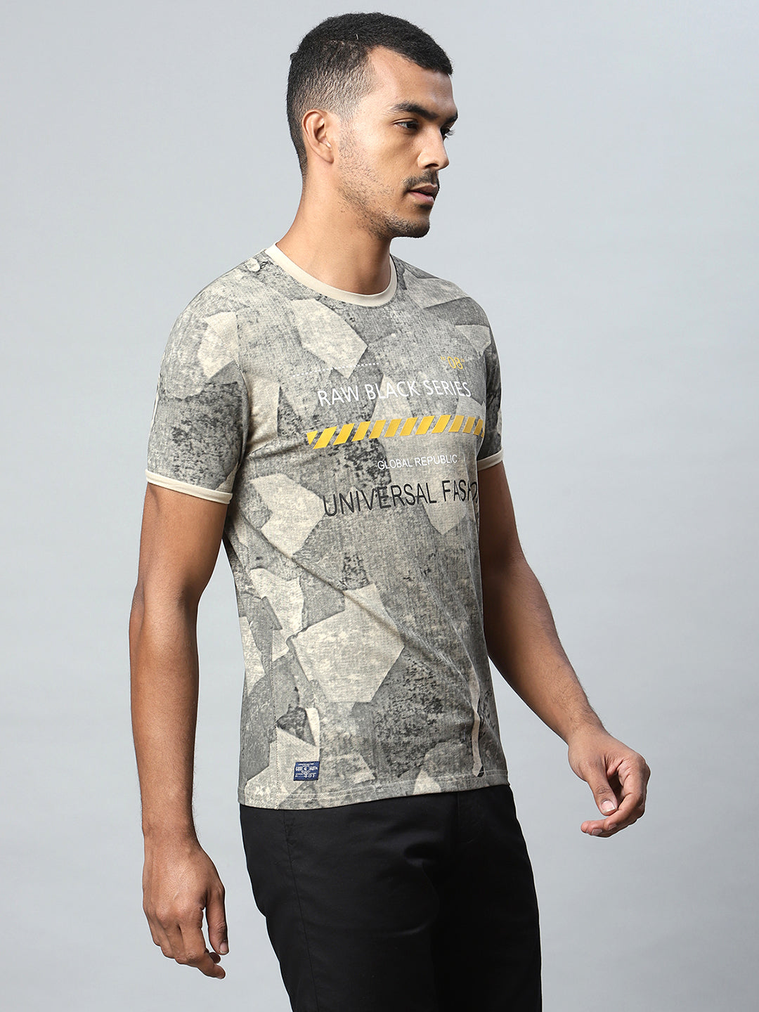 Men Beige Alpha Printed T-Shirt - Global Republic