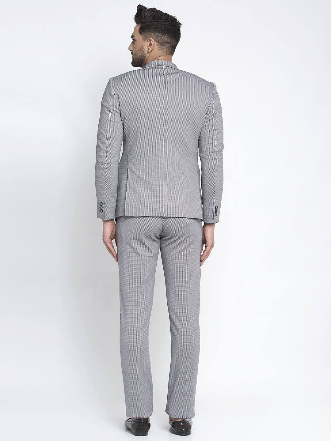 Men Grey Checked 2-Peice Suit