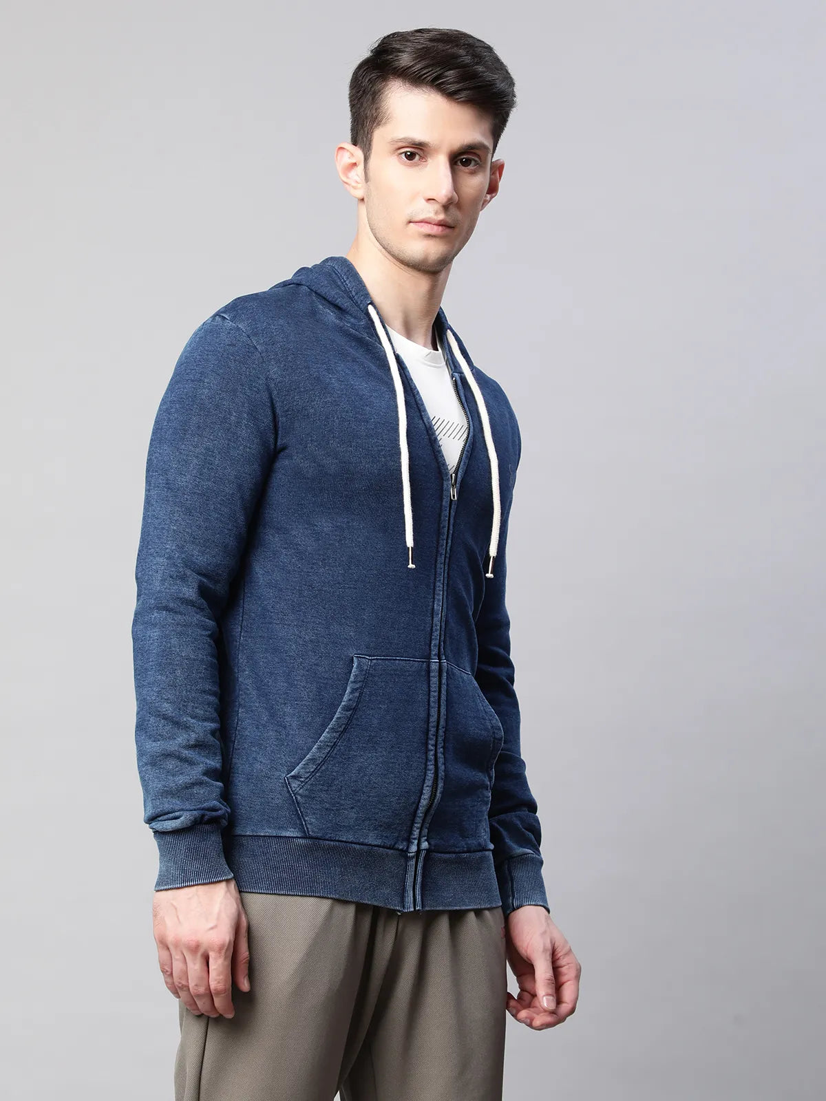Mens Indigo Slim Fit Denim Style Sweatshirt - Global Republic