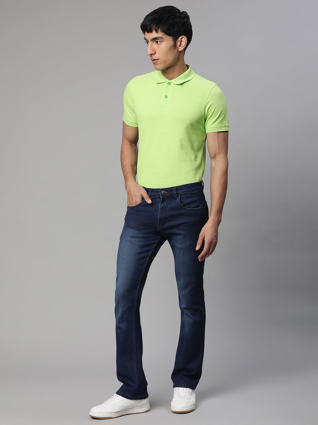 Men Blue Faded Straight Denim Jeans - Global Republic