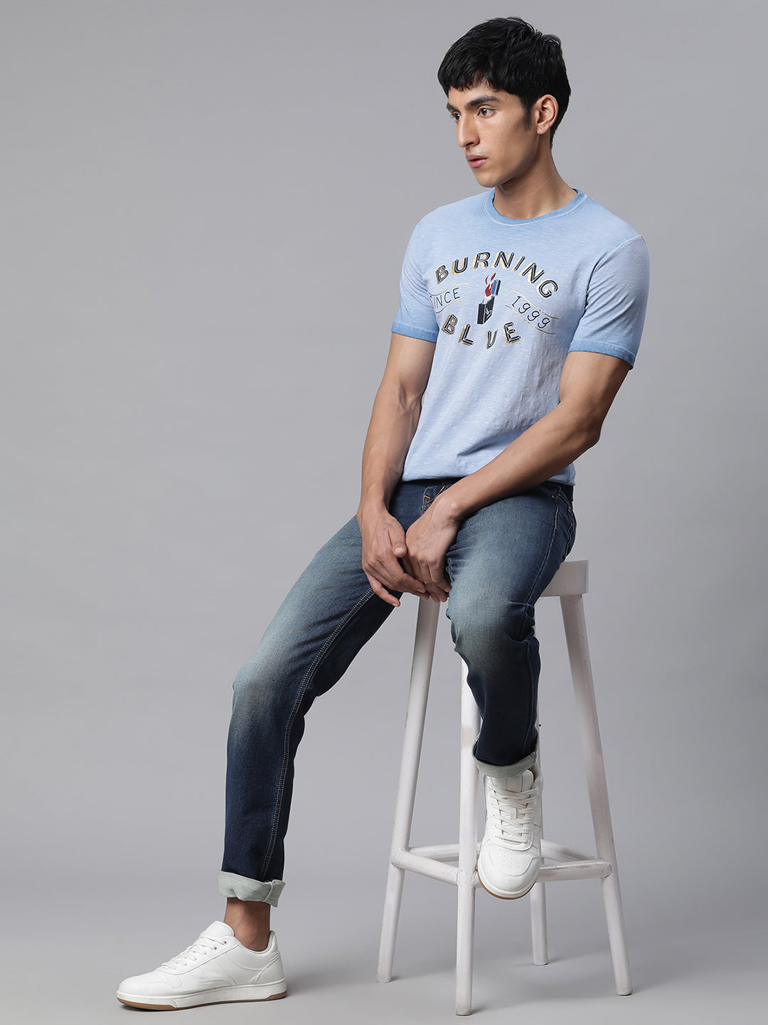 Men Ocean Blue Alpha Printed T-Shirt - Global Republic
