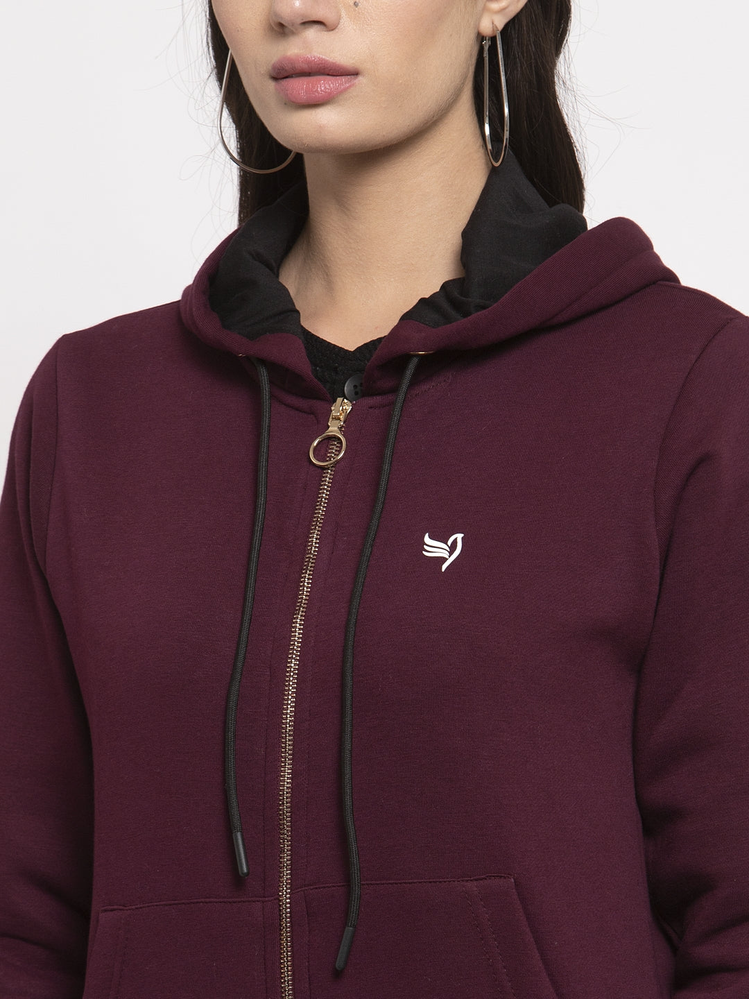 Maroon Solid Cotton Blend Sweatshirt - Global Republic