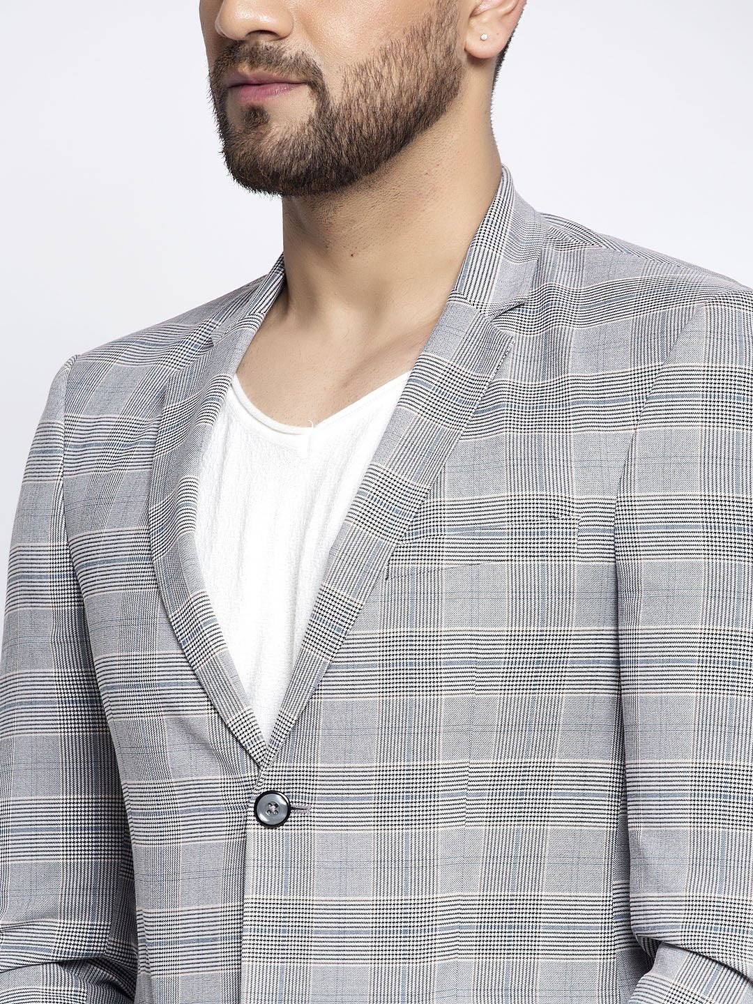 Men Grey Checked 2-Piece Suit