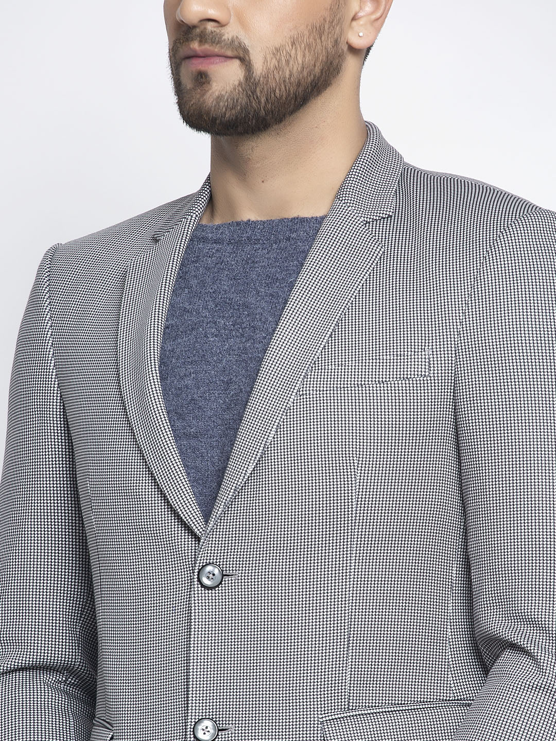 Men Grey Checked 2-Peice Suit