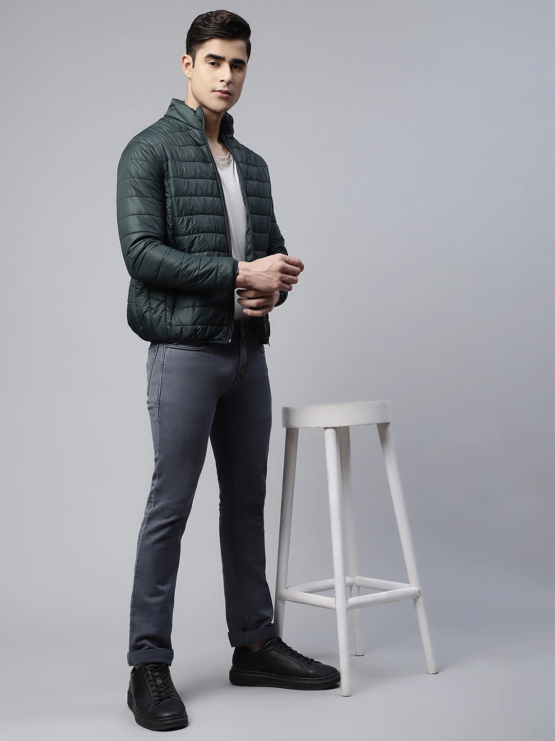 Mens Grey Faded Tapered Leg Low Rise Jeans - Global Republic