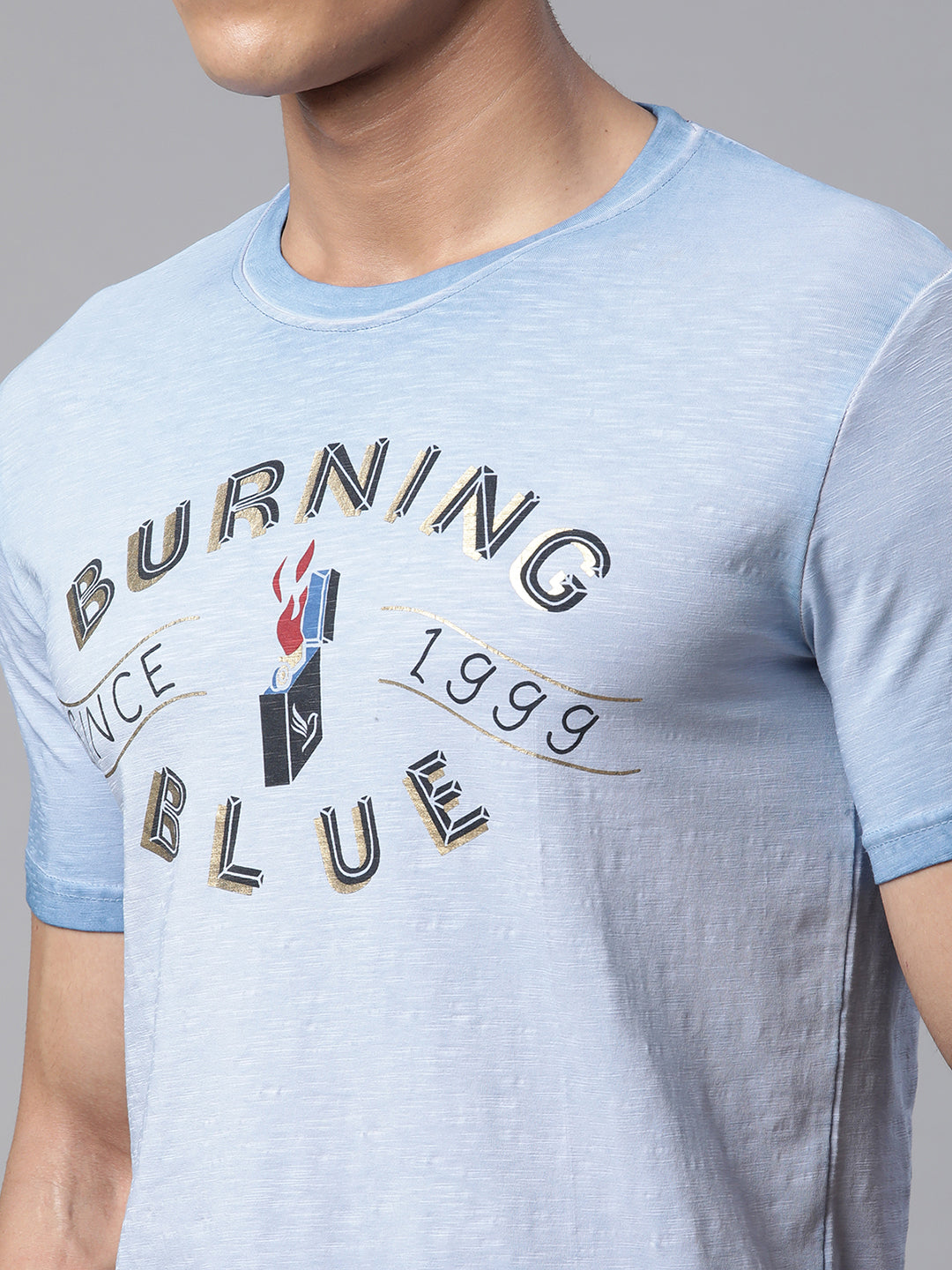 Men Ocean Blue Alpha Printed T-Shirt - Global Republic