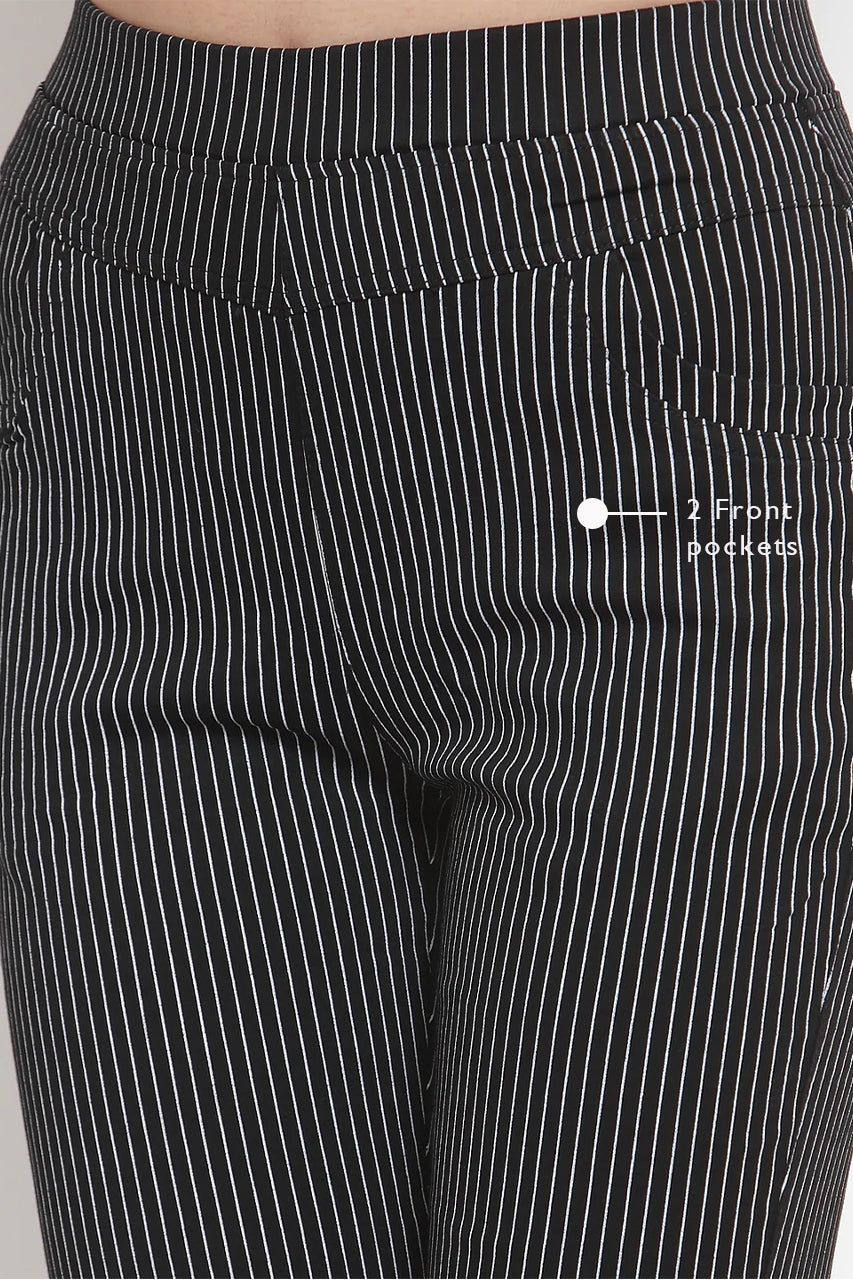 black striped stretchable jeggings