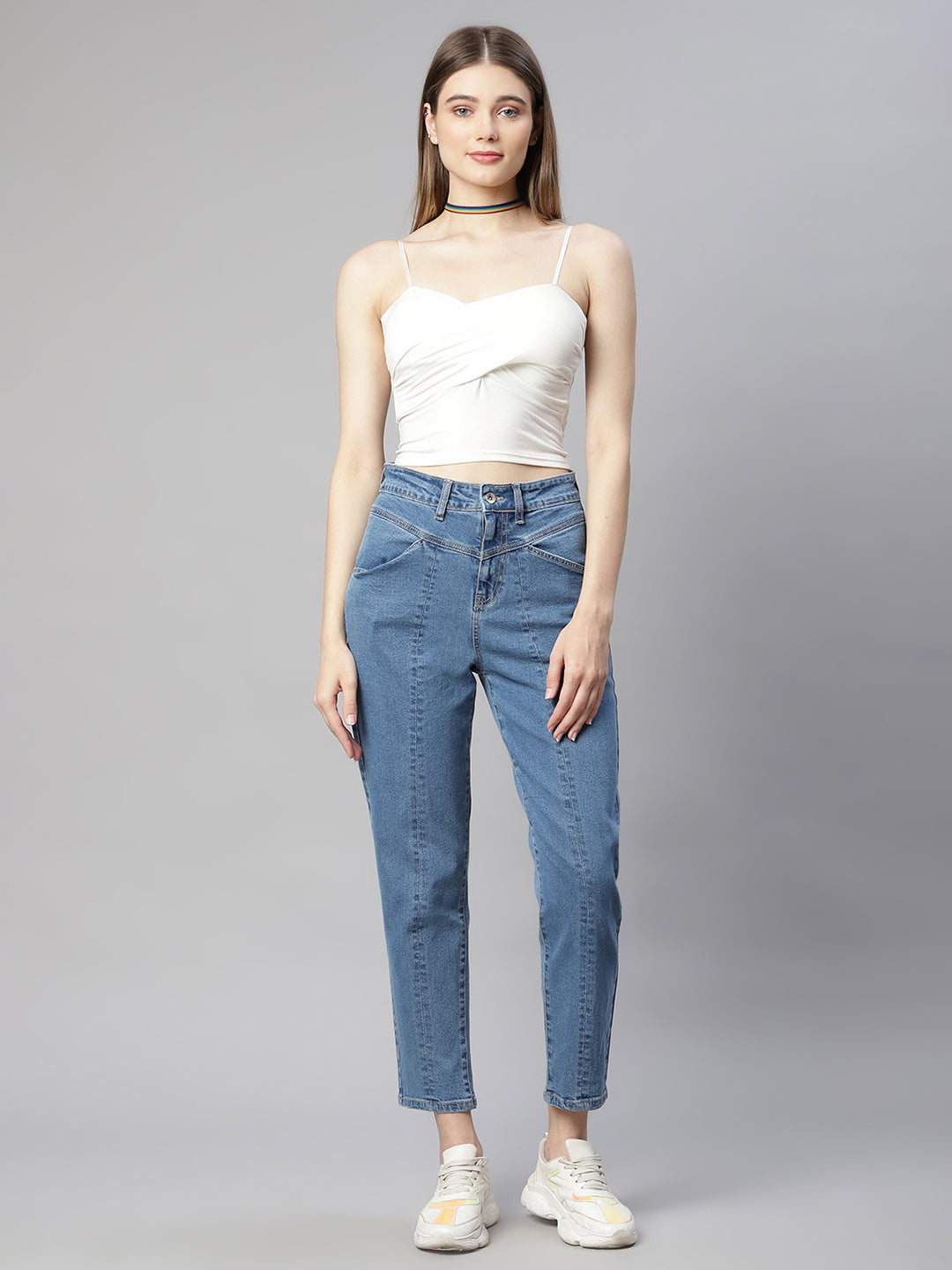 blue denim straight cut jeans