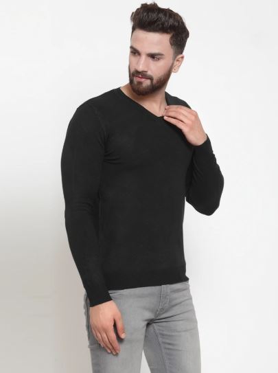 Mens Plain Black And Red Combo Of 2 Collar T-Shirts