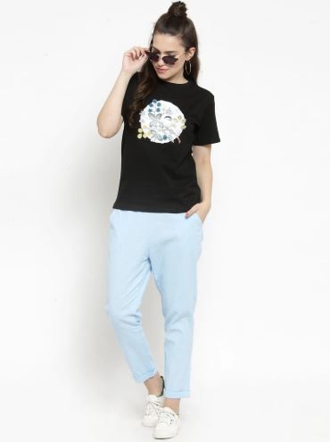 Plain Navy Blue And Light Blue Combo Of 2 Lowers
