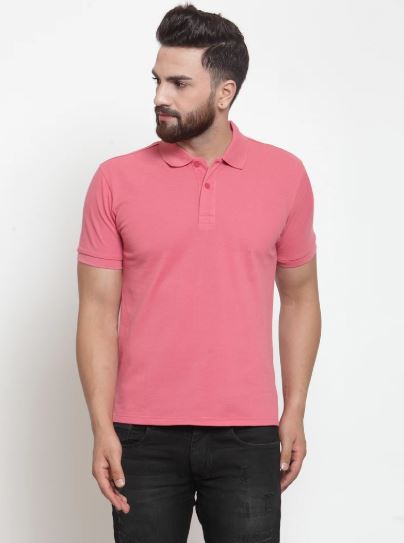 Mens Plain Navy And Pink Combo Of 2 Polo T-Shirts