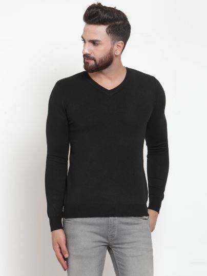 Mens Plain Black And Red Combo Of 2 Collar T-Shirts