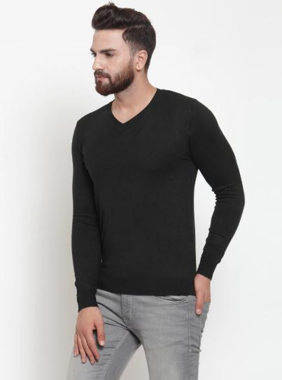 Mens Plain Black And Red Combo Of 2 Collar T-Shirts