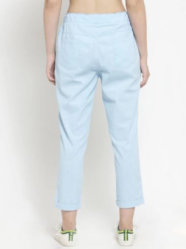 Plain Black And Light Blue Combo Of 2 Lowers