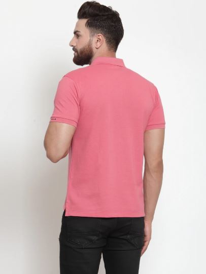 Mens Plain Navy And Pink Combo Of 2 Polo T-Shirts
