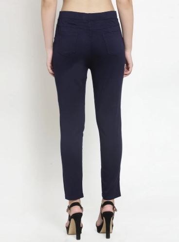 Plain Navy Blue Mid-Rise Jegging