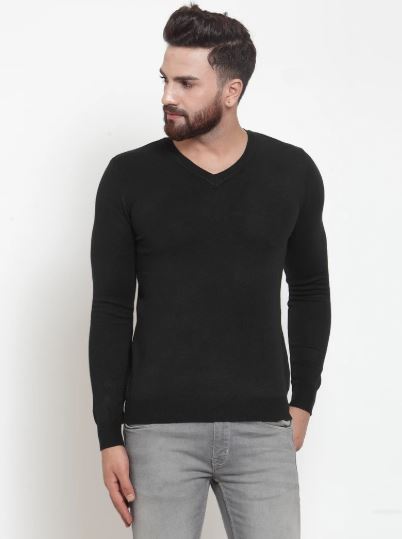 Mens Plain Black And Red Combo Of 2 Collar T-Shirts