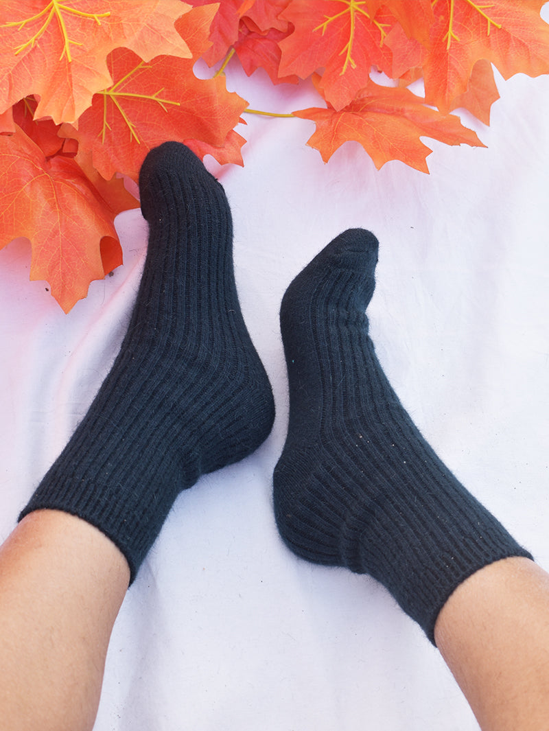Pack of 3 Green Wool Solid Socks