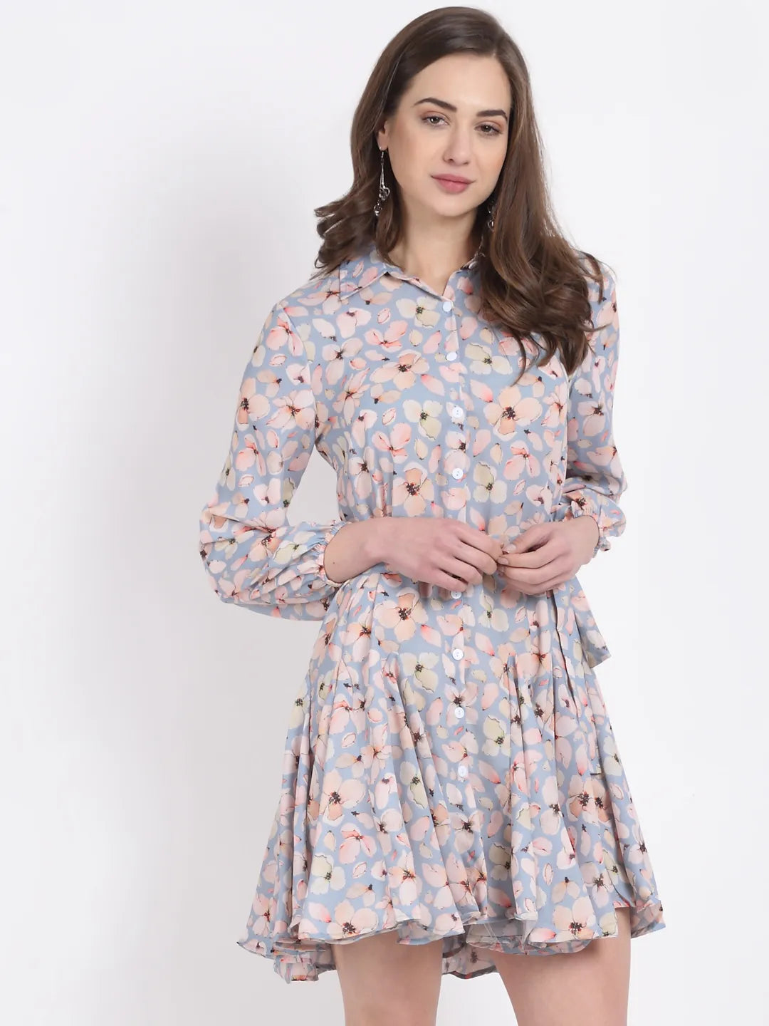 Blue Cotton Floral Dress - Global Republic