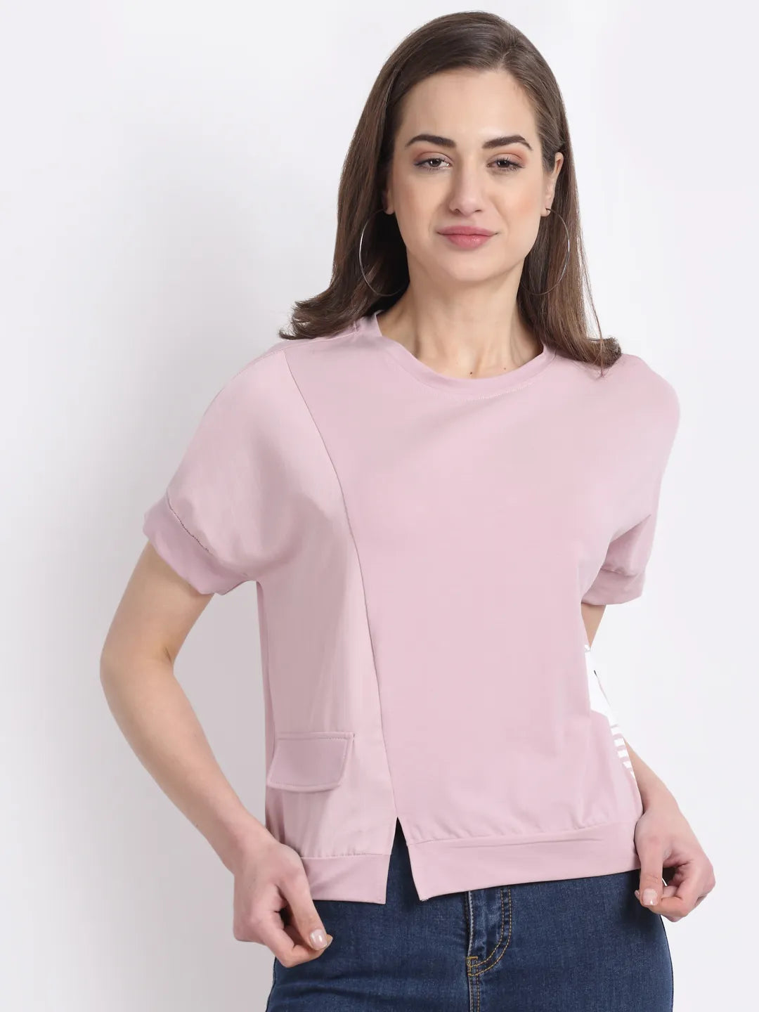 Women Pink Straight-Fit Hosiery Top - Global Republic