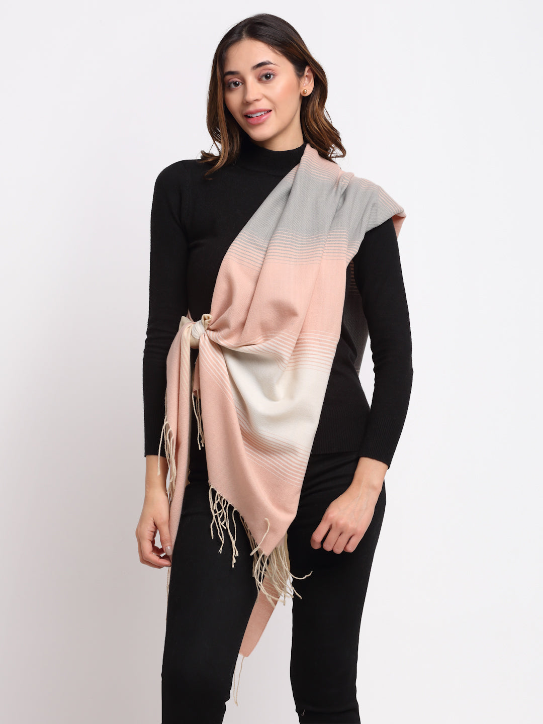 Women Pink Printed Viscose Rayon Stole