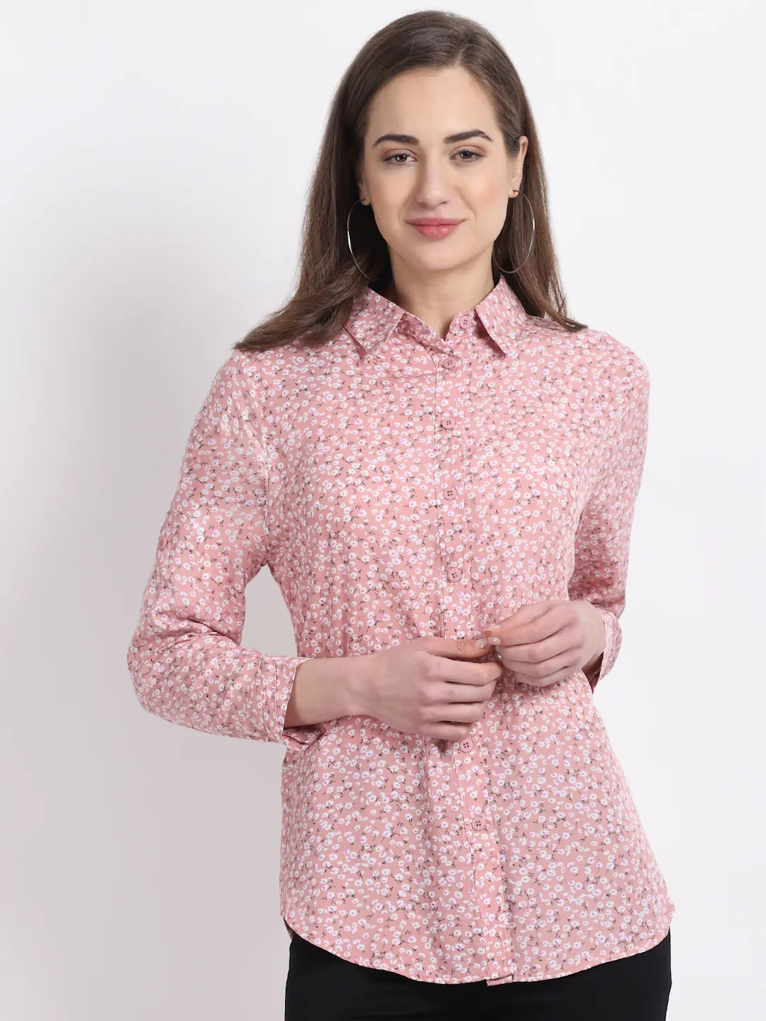 Women Collared Viscose Mini Floral Printed Shirt - Global Republic
