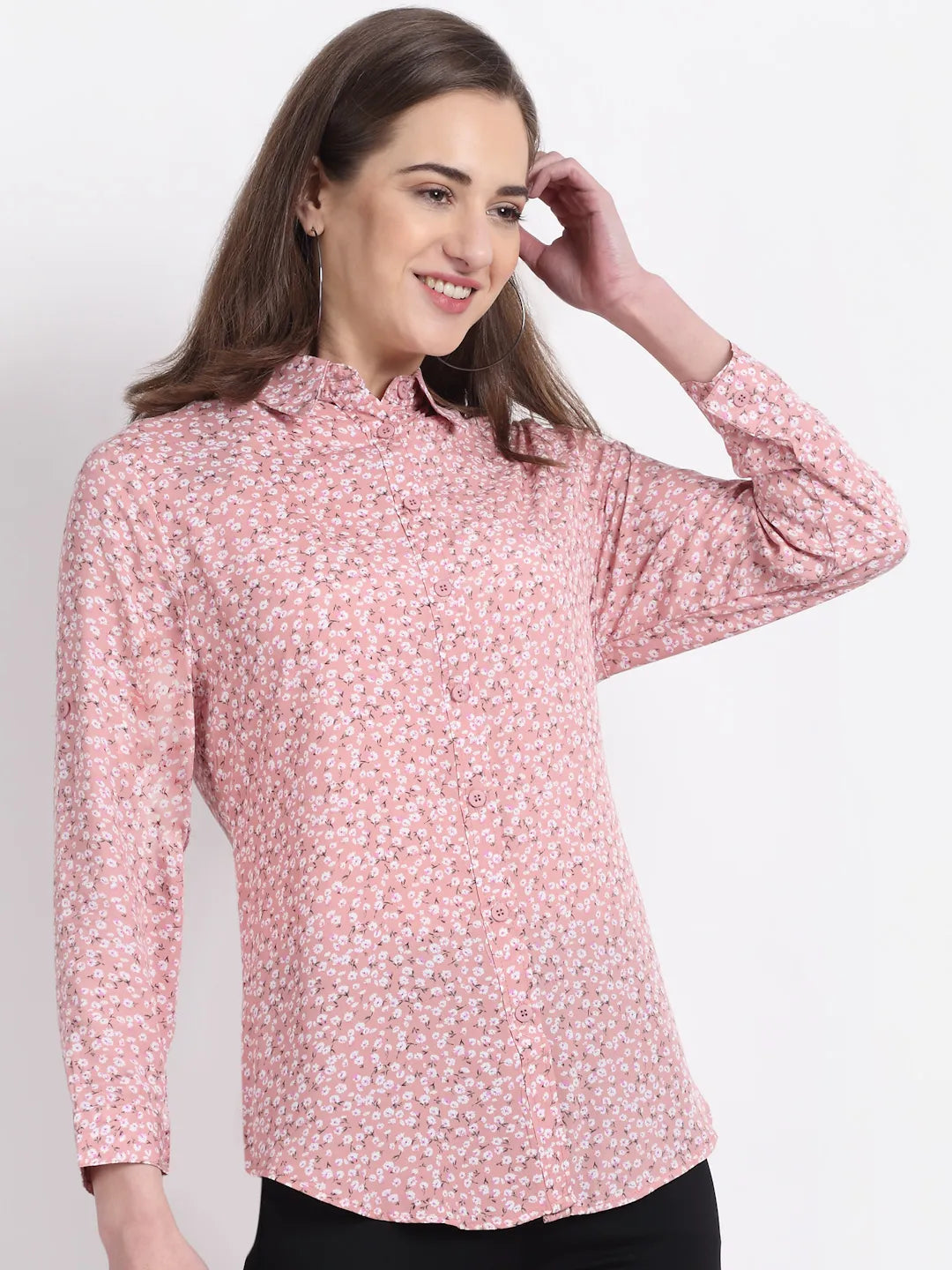 Women Collared Viscose Mini Floral Printed Shirt - Global Republic