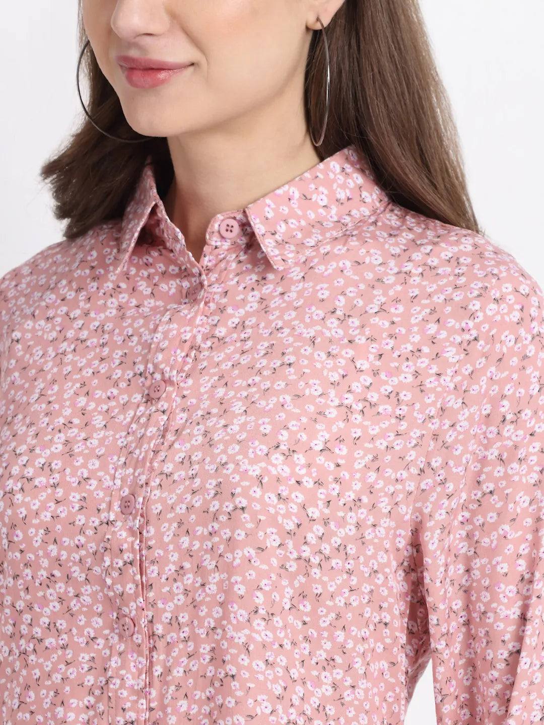 Women Collared Viscose Mini Floral Printed Shirt - Global Republic