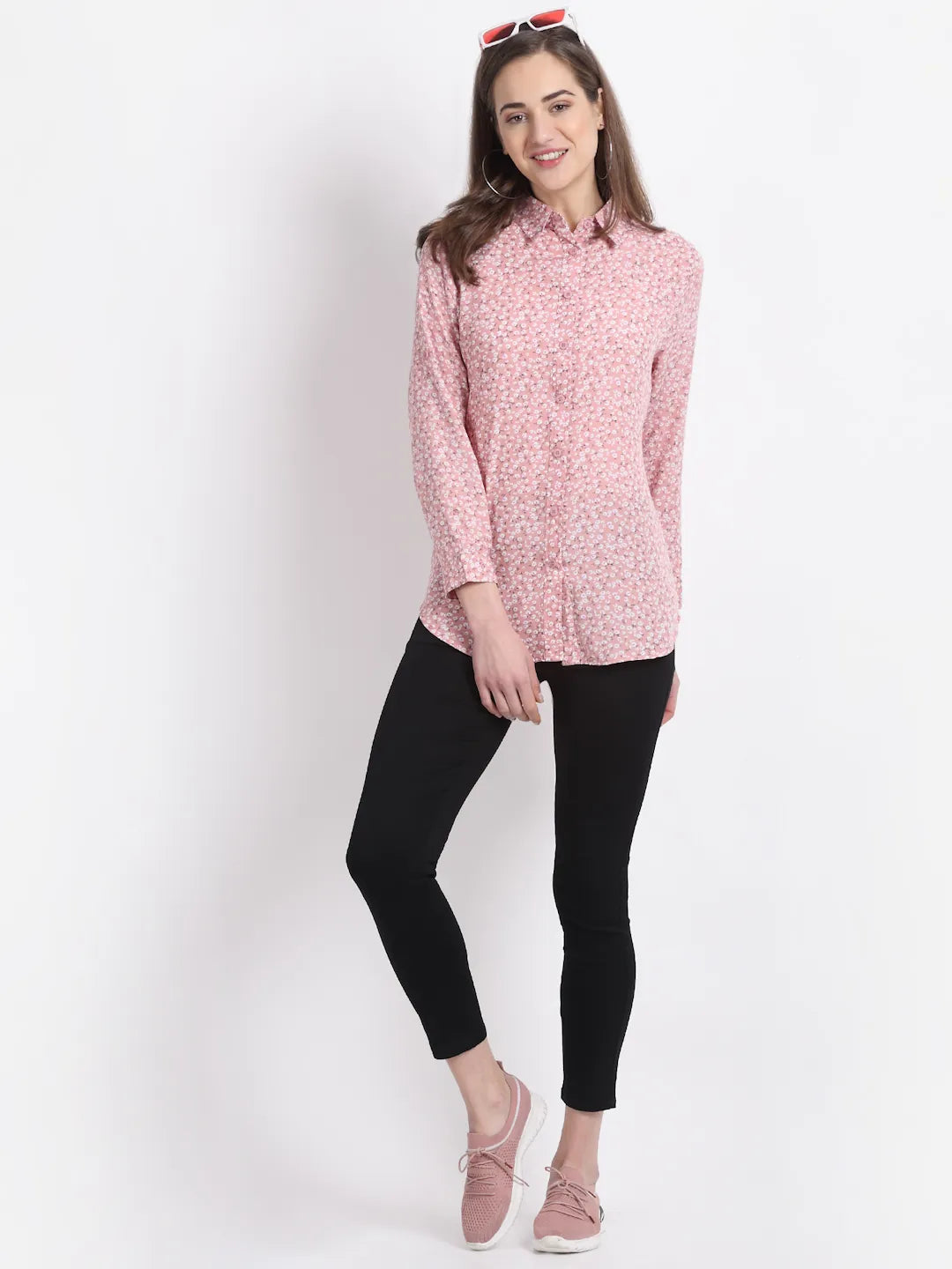 Women Collared Viscose Mini Floral Printed Shirt - Global Republic