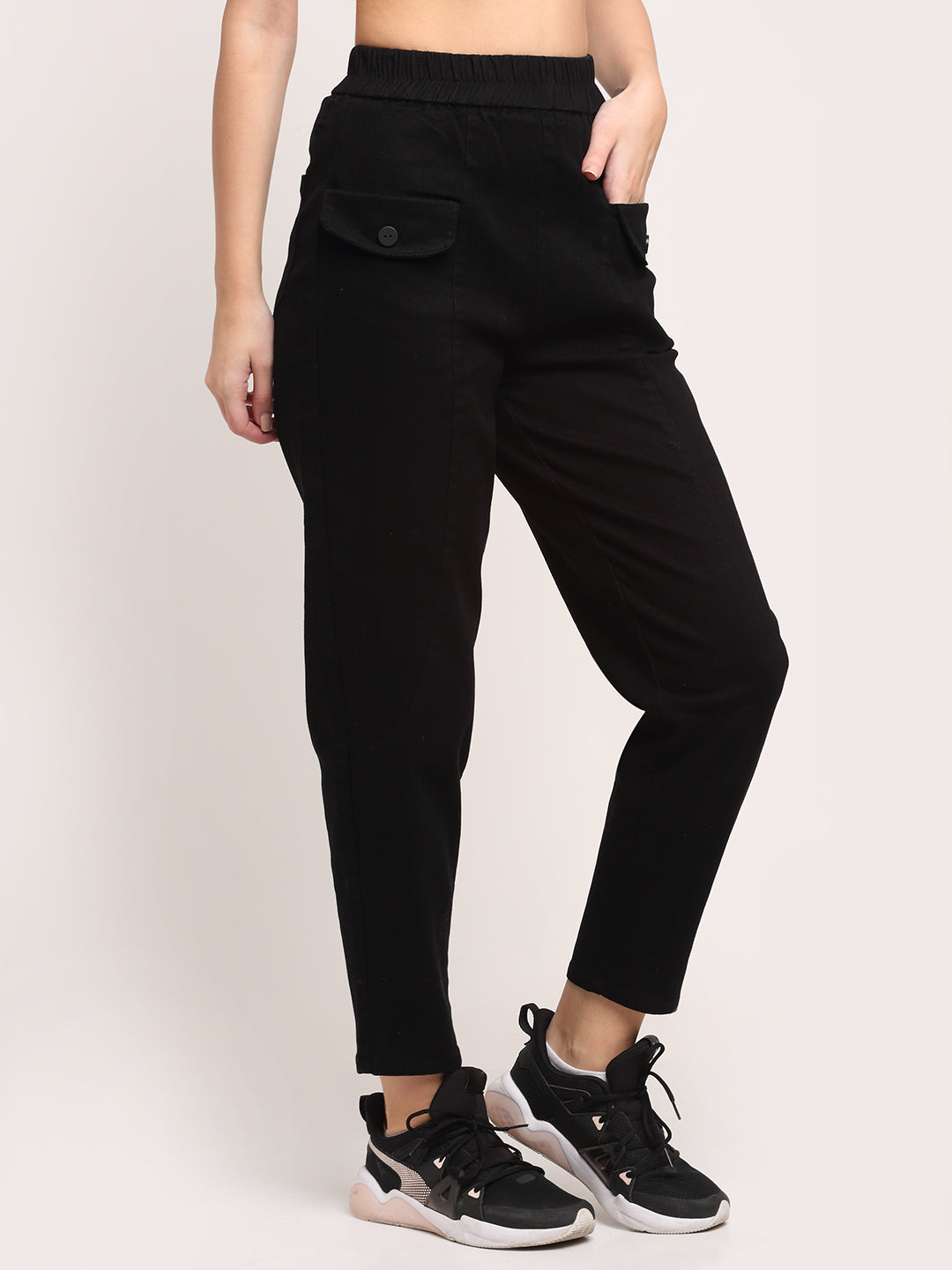 Women Black Cotton Trouser