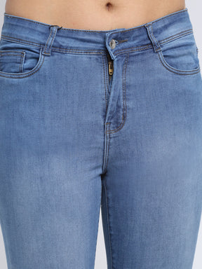 Women Skin Fit Cropped Blue Jeans
