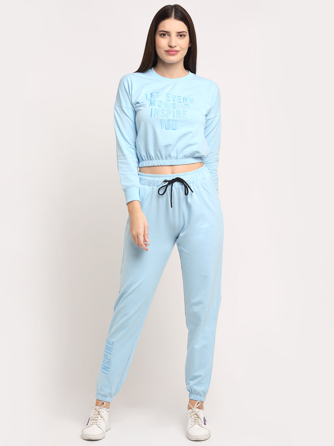 Sky Blue Typography Hosiery Tracksuit - Global Republic