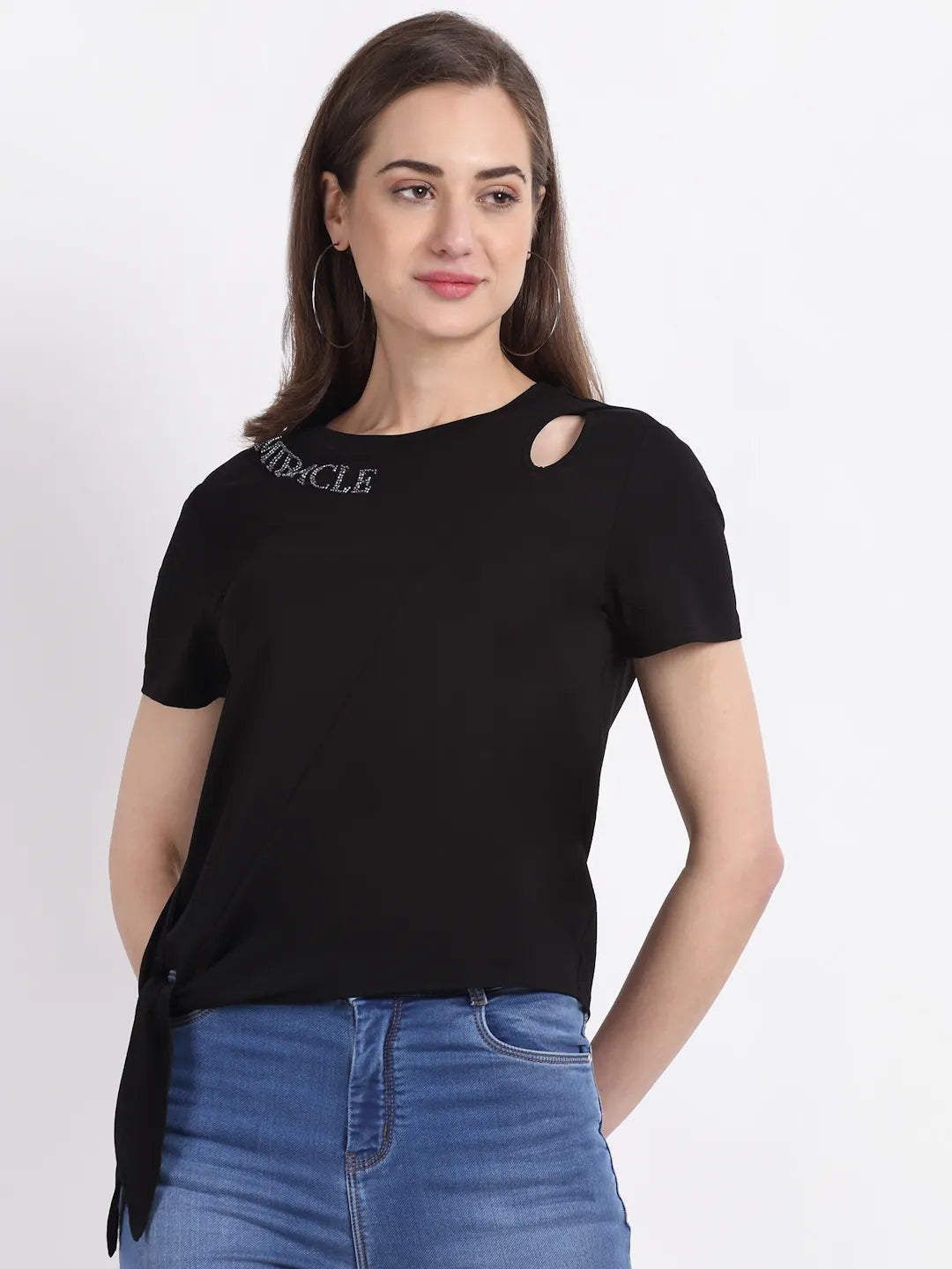 Black Hoisery Scraf Top - Global Republic