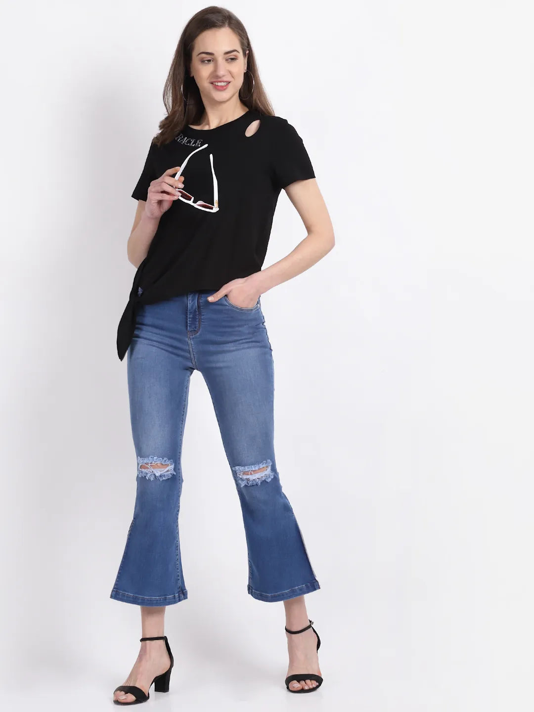 Black Hoisery Scraf Top - Global Republic