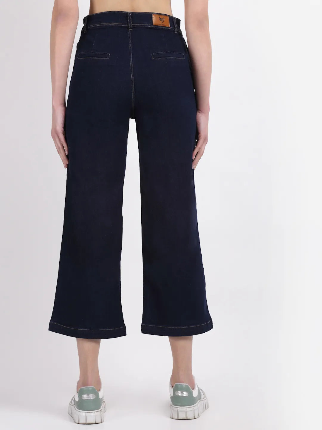 Women Solid dark Blue Loose Fit Denim Jeans - Global Republic