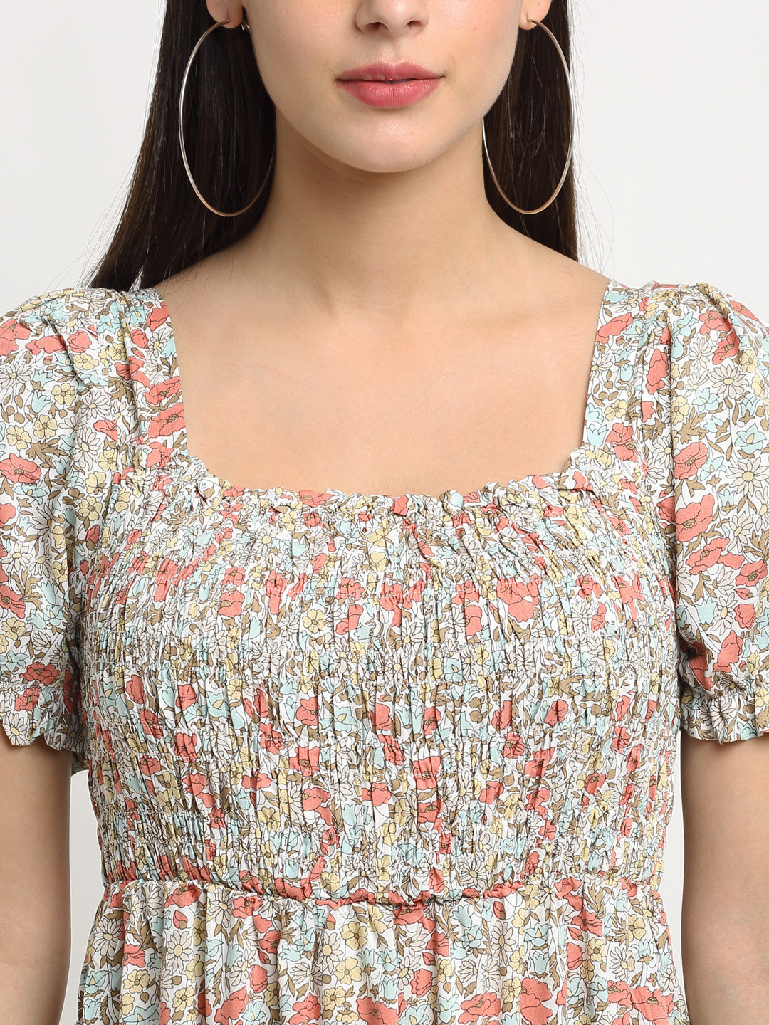 Grey Floral Maxi-Fit Flared Dress - Global Republic