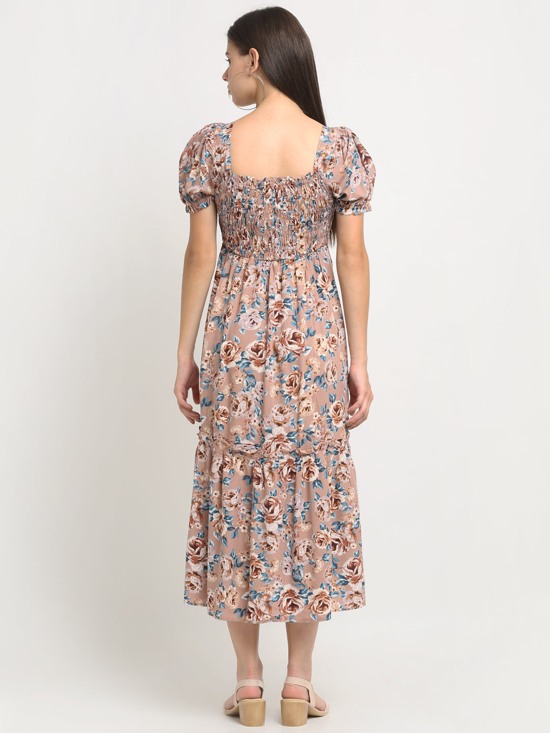 Women Floral Print Maxi-Fit Casual Dress - Global Republic