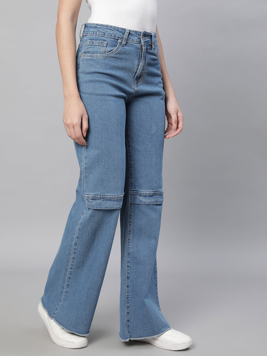Women Blue Straight-Fit Full Length Stretchable Jeans - Global Republic