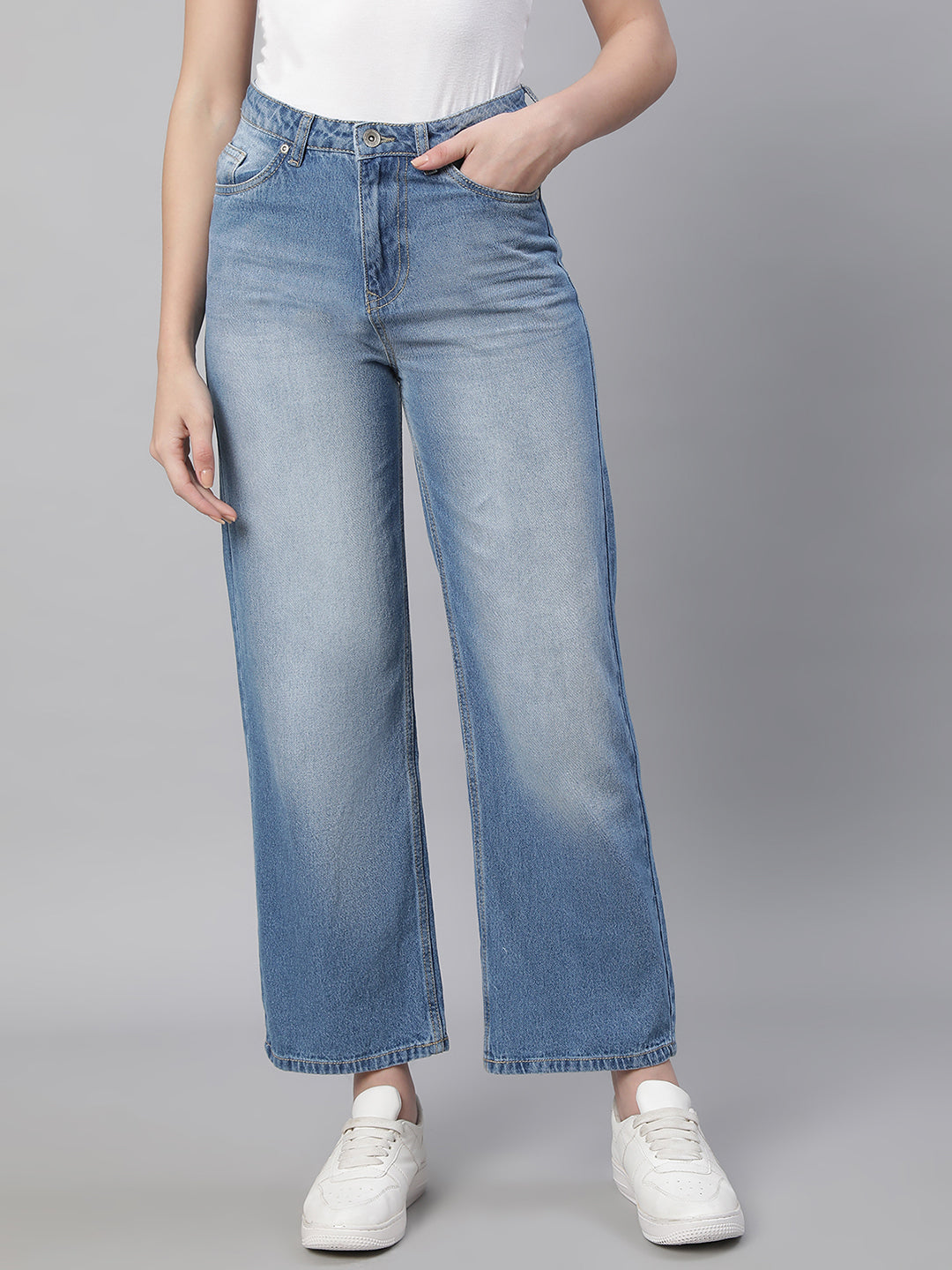 Blue Ankle Length Stretchable Jeans - Global Republic