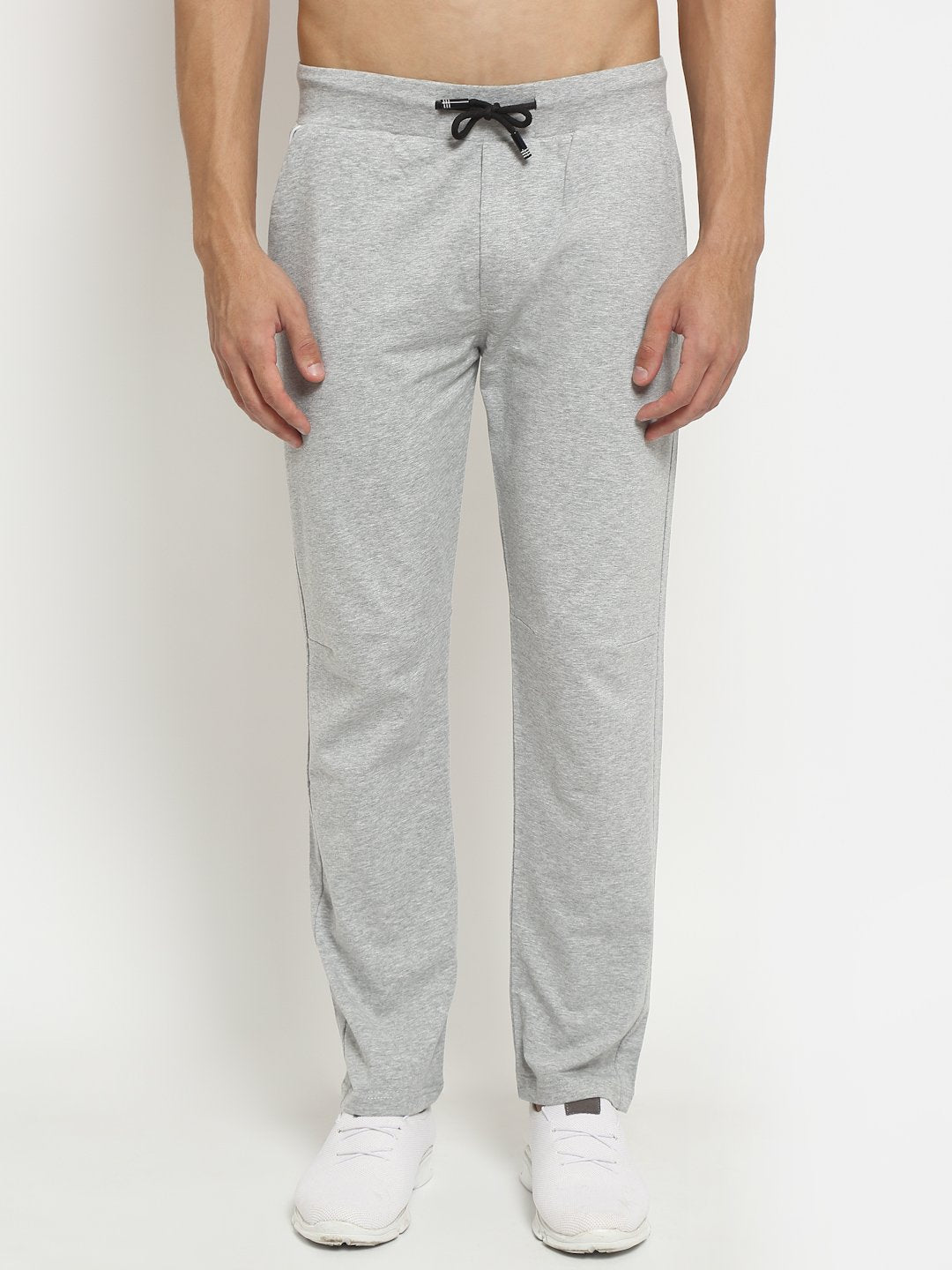 Men Grey Solid Cotton Lycra Lower - Global Republic