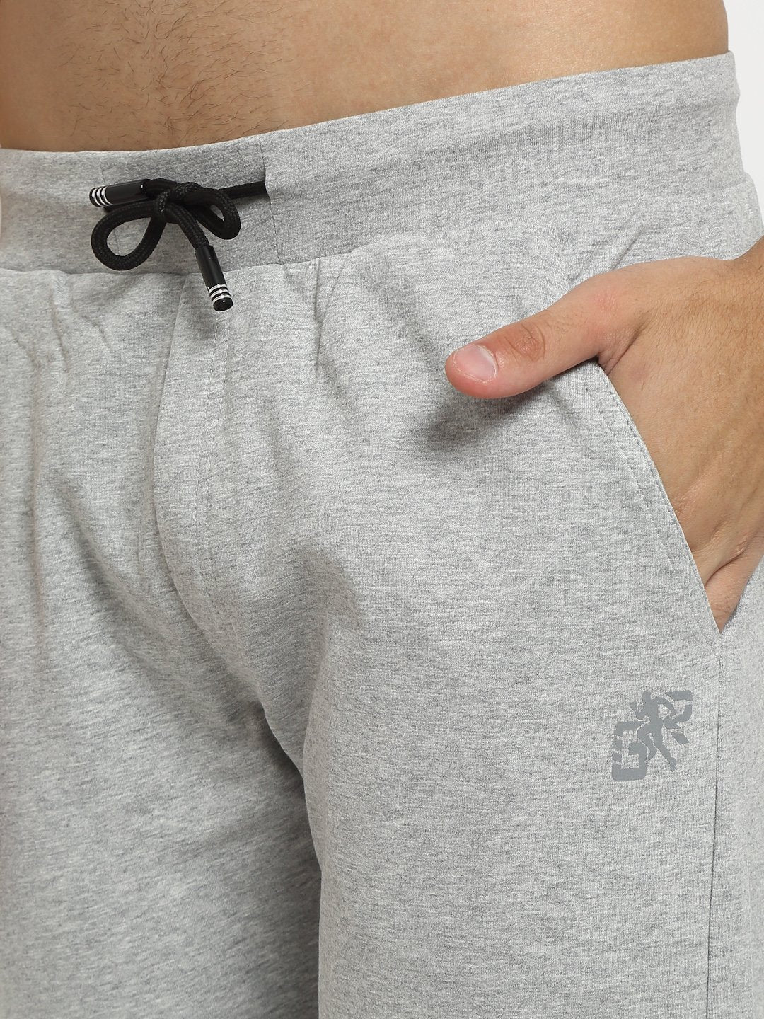 Men Grey Solid Cotton Lycra Lower - Global Republic