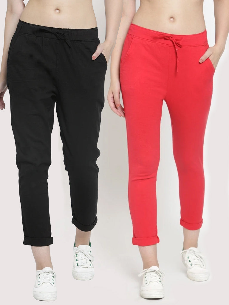 Plain Black And Red Combo Of 2 Lowers