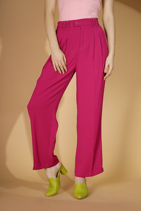 Women Hot Pink Solid Trouser