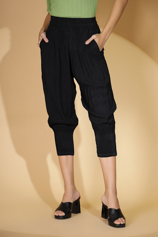 Women Black Cotton Solid Heram Pant