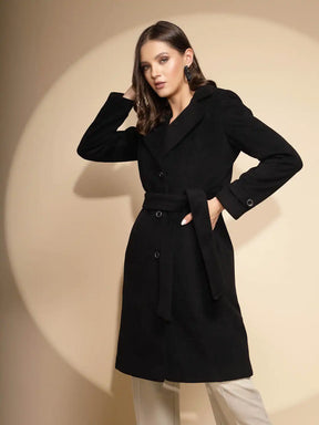 Women's Solid Collared Neck Black Blazer