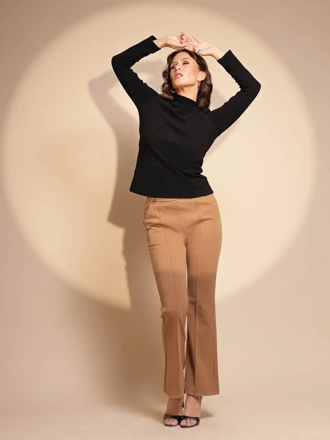 Black Full Sleeve Turtle Neck Knit Top