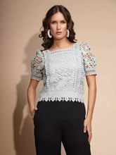 Blue Lace Square Neck Top
